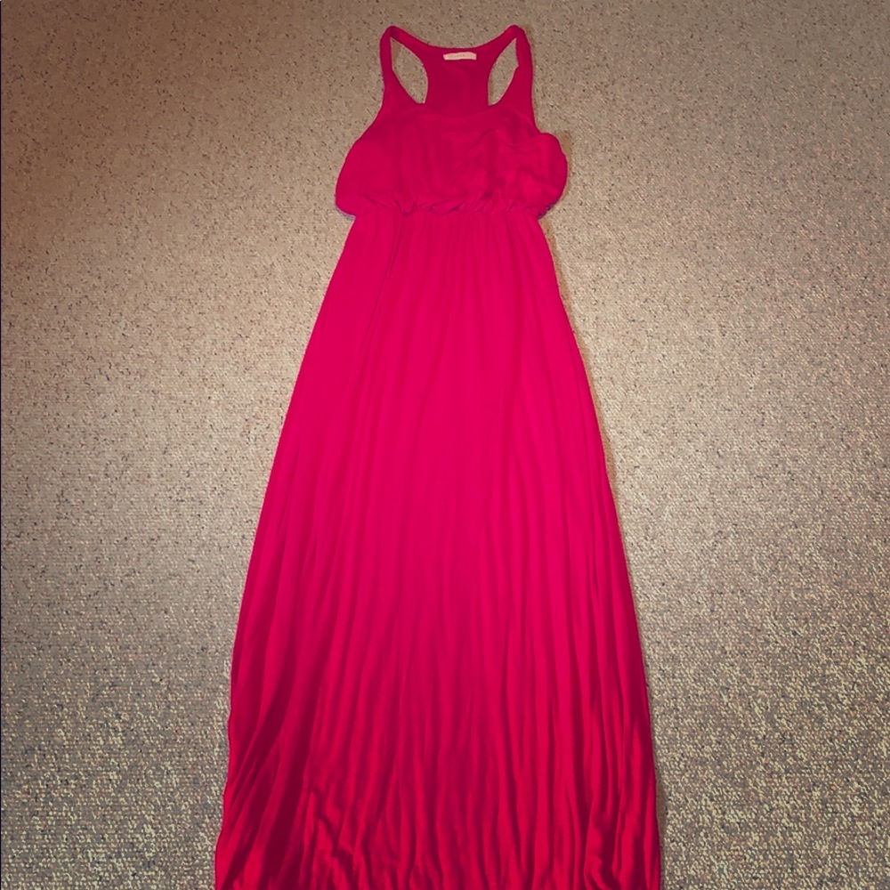 Lush hot pink racer back maxi dress small